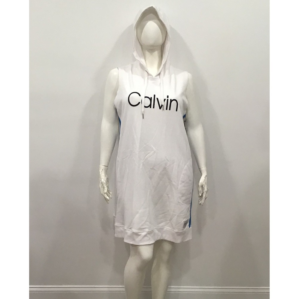 Calvin Klein Performance Womens Hoodie Sweatshirt Dress White Plus size 2X NWT